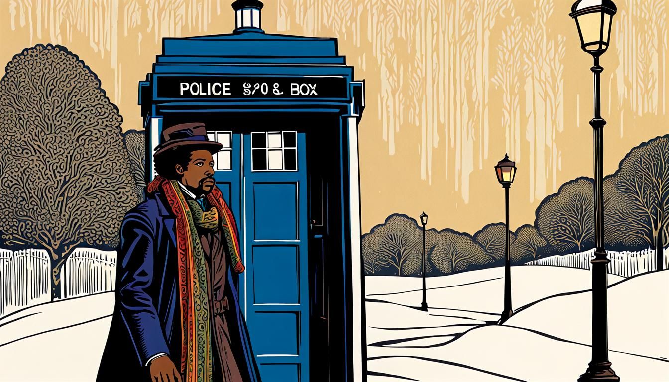 Woodcut Print of an Old English Police Box