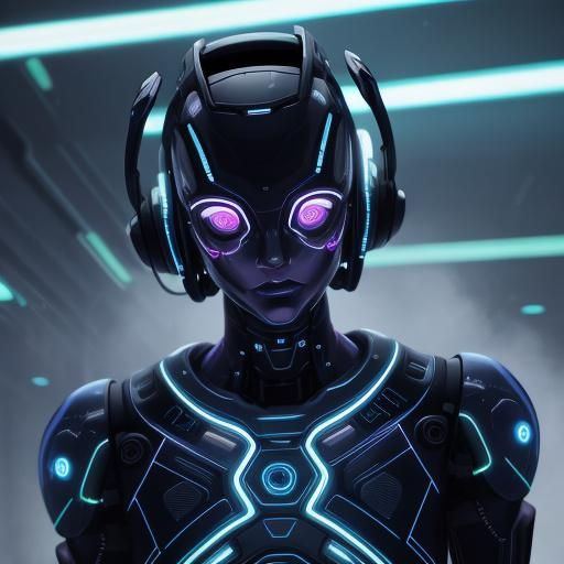 Cybernetic Fauvism: Baby Robot in Futuristic Lab