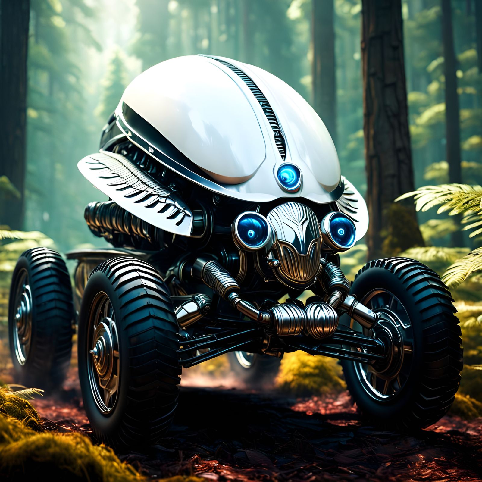 Epic White Scarab Fantasy Mount with Jet Engine