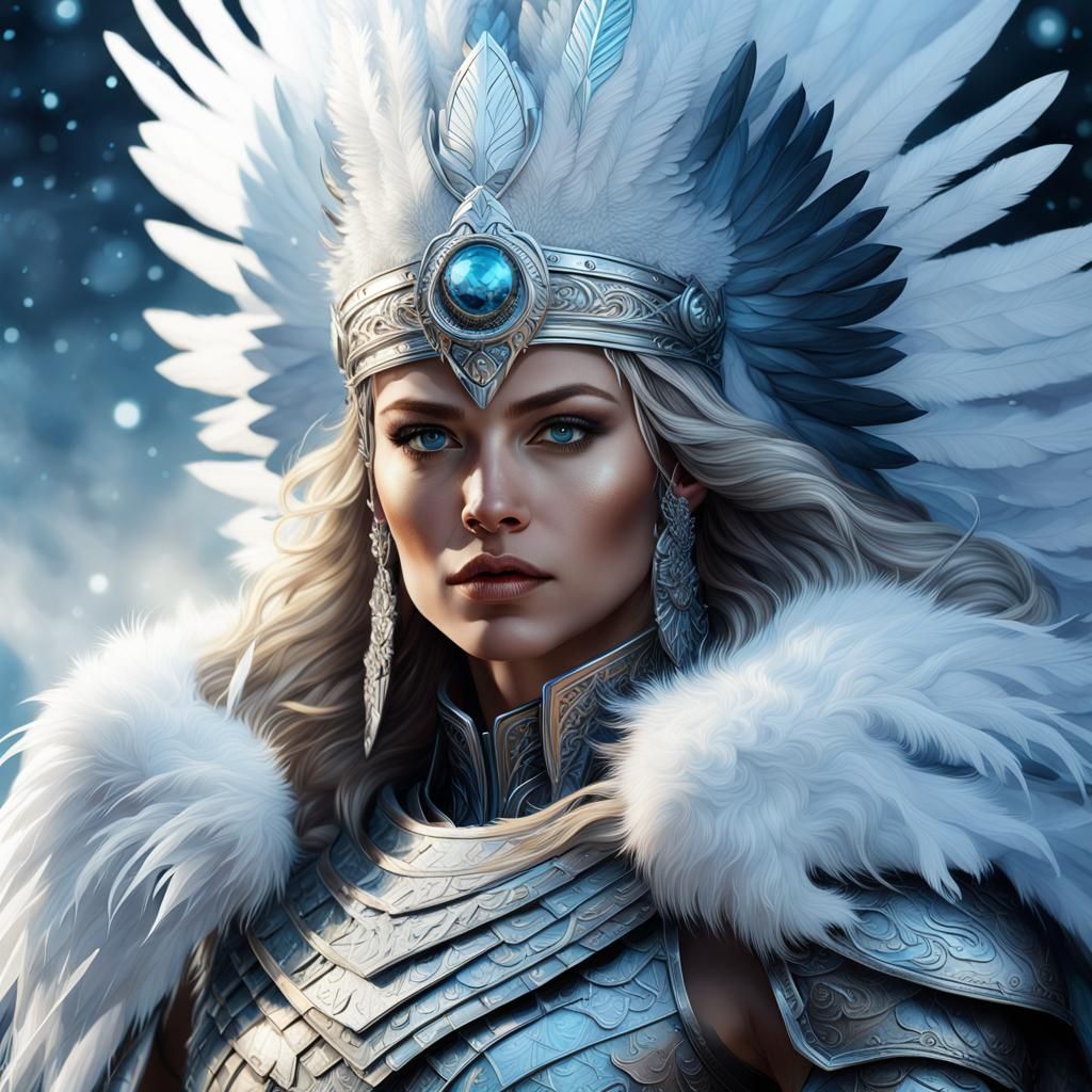 Mystic Valkyrie Goddess of Winter in Digital Art