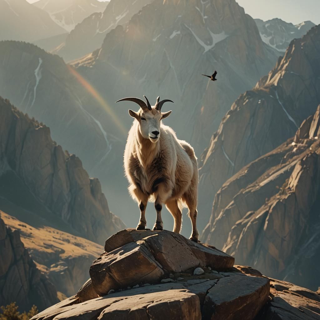 Majestic Mountain Goat in Golden Light