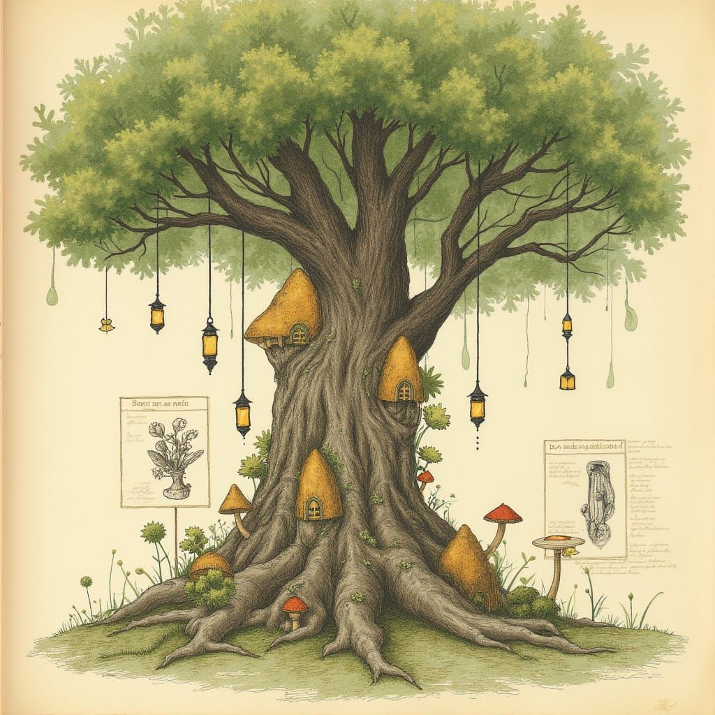 Enchanted Fairy Village: Vintage Botanical Illustration