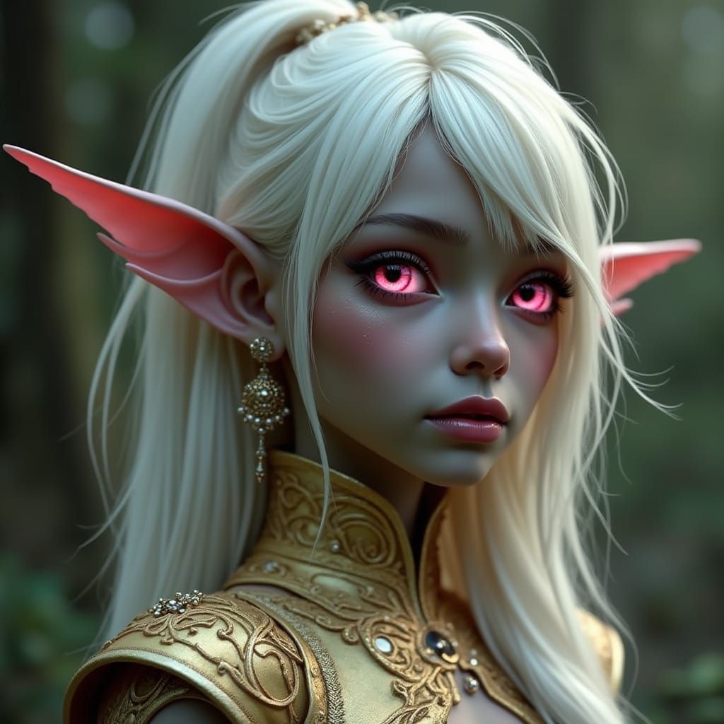 Mystical Elf Portrait in Alphonse Mucha Style