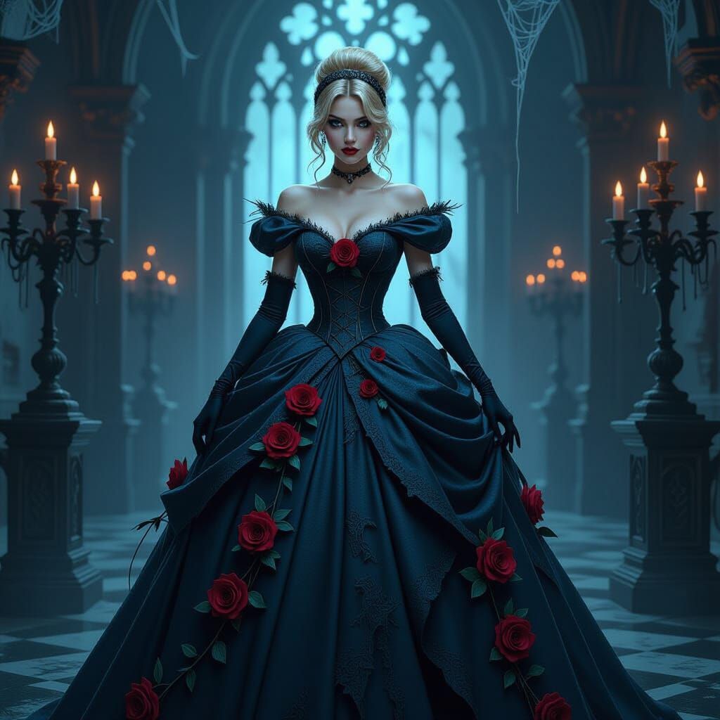 Gothic Cinderella Prepares for Macabre Ball