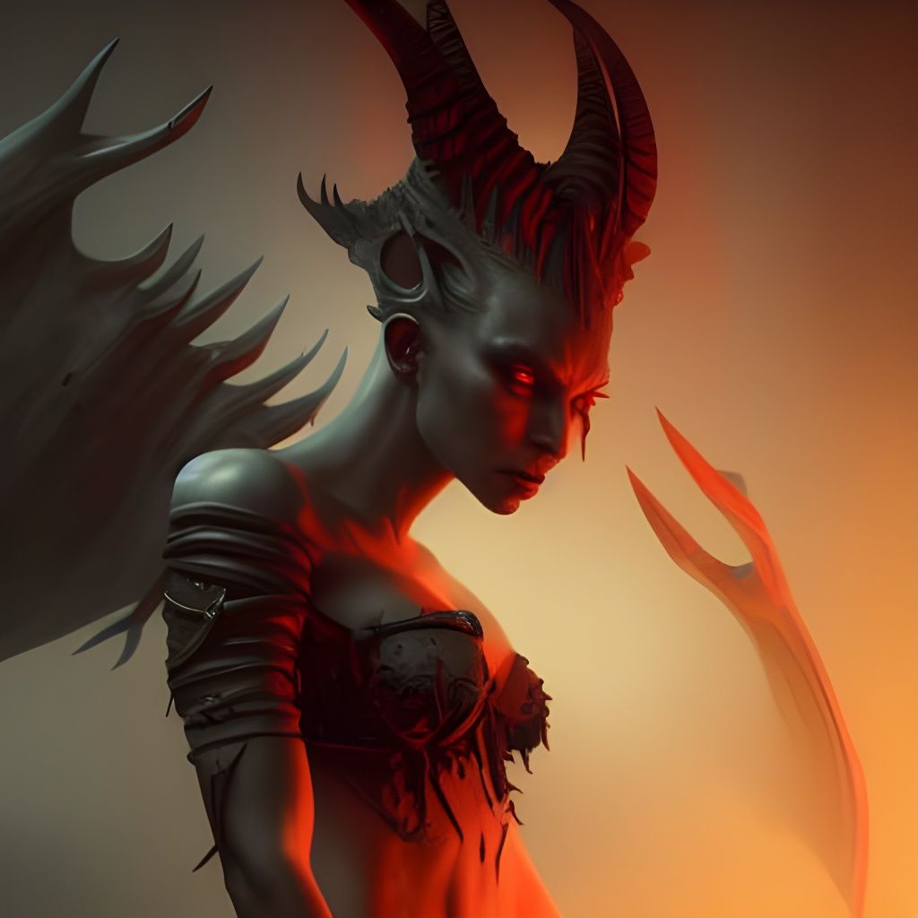 Hyperdetailed Demon Woman in Dark Fantasy Style