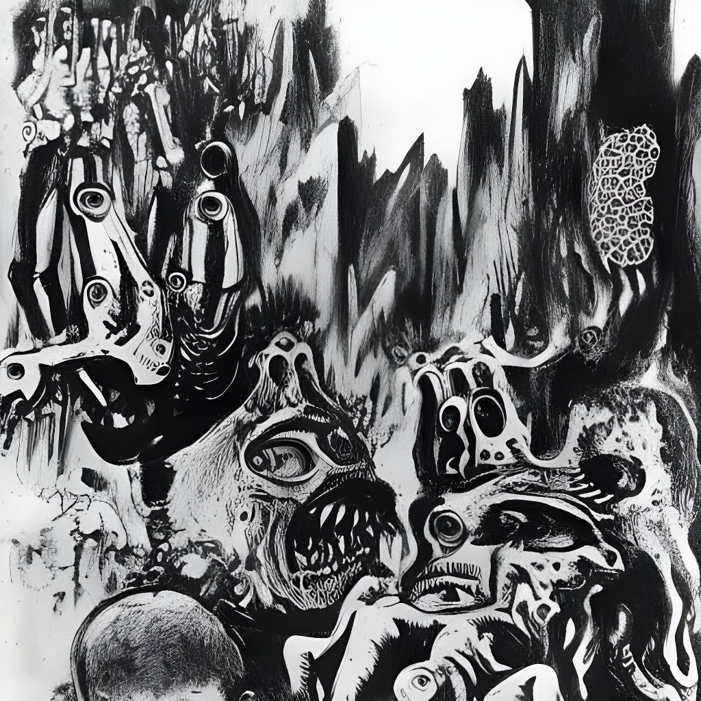 Paleolithic Kleptomaniac in Industrial Zone: Blue Ink Drawin...