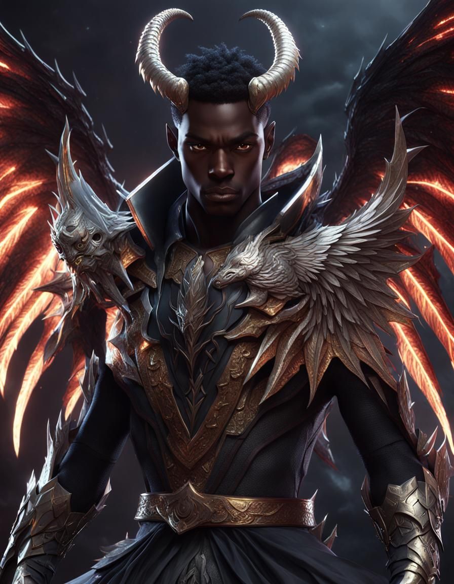 Dragon-Horned Winged Demon: Anime-Inspired 3D Art