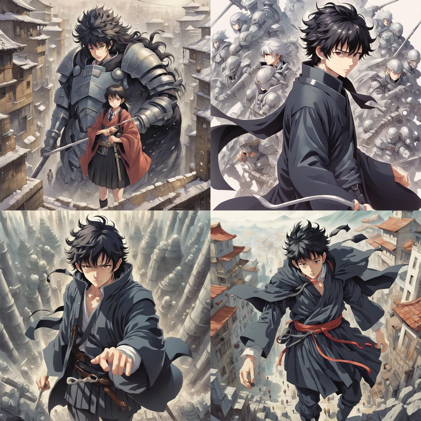 Dark Fantasy Character Portrait in Manga Style