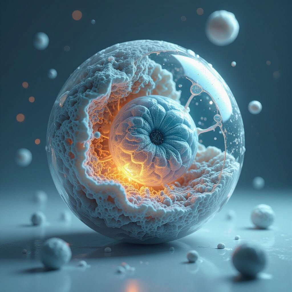 Detailed 3D Cell Structure with Nucleus and Plasma Membrane