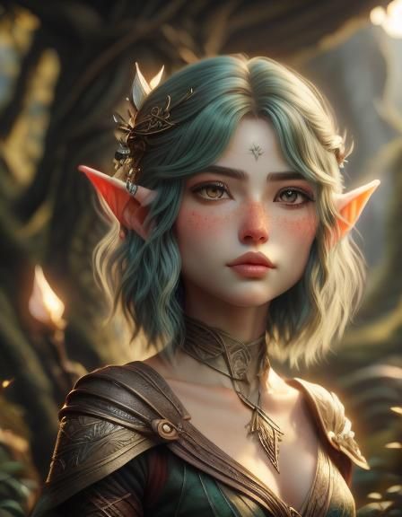 Magnificent Realistic Male Elf Portrait in Vivid Color