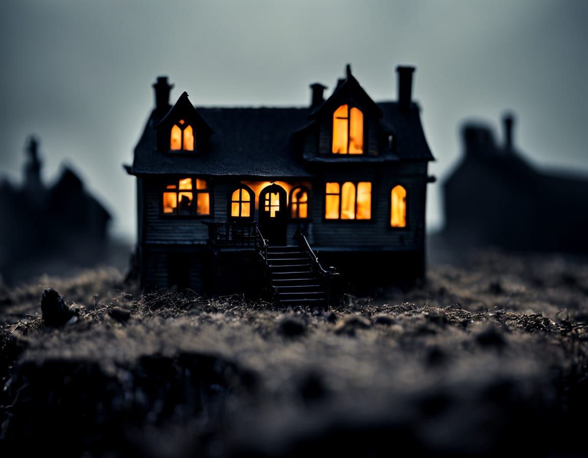 🏆miniature tilt-shift horror atmosphere silhouette