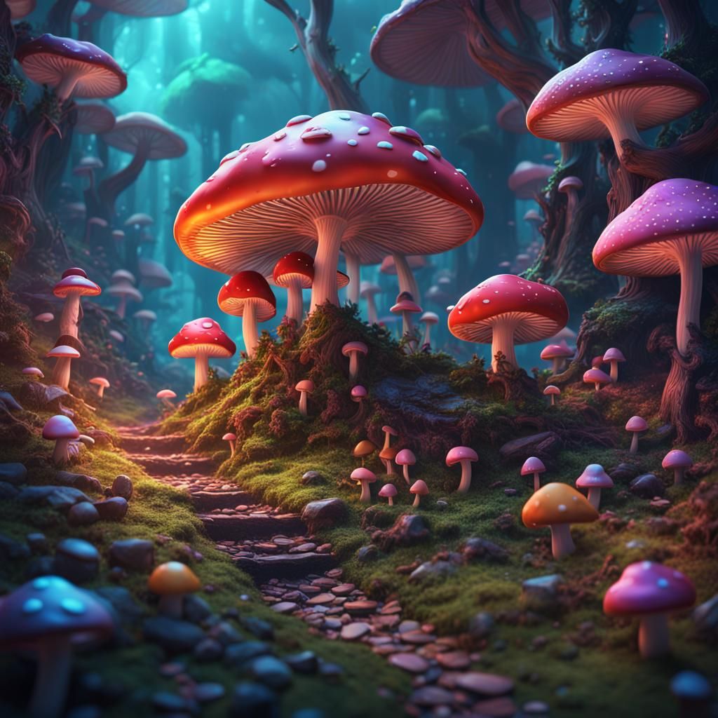 Candy Mushroom Forest: Fantasy Concept Art