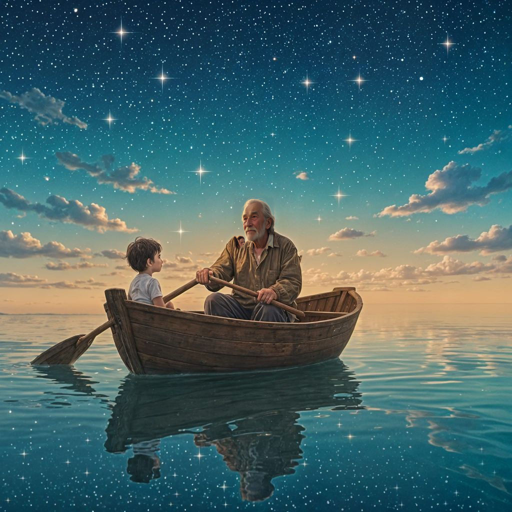 Serene Lake: Wisdom Shared Under Starlit Skies