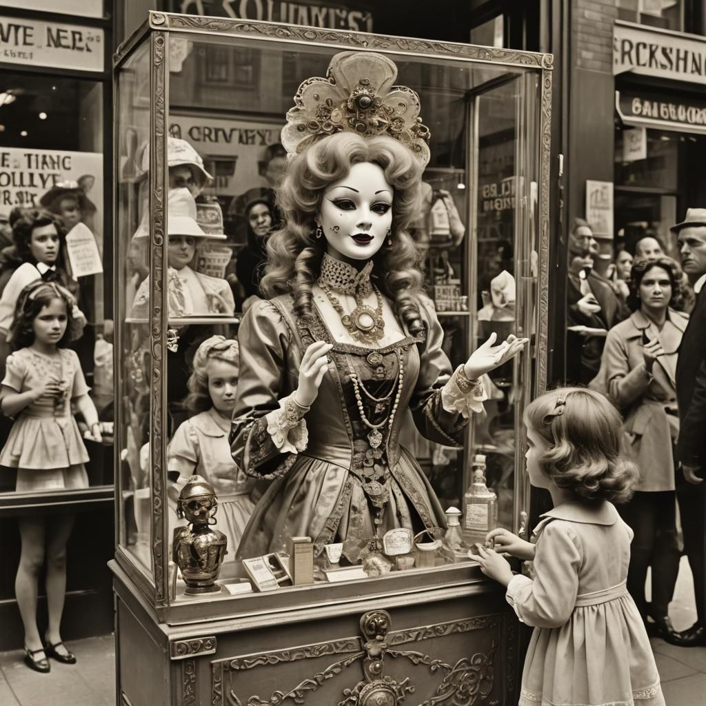Porcelain Doll in Fortune Teller Box, Hyperrealistic