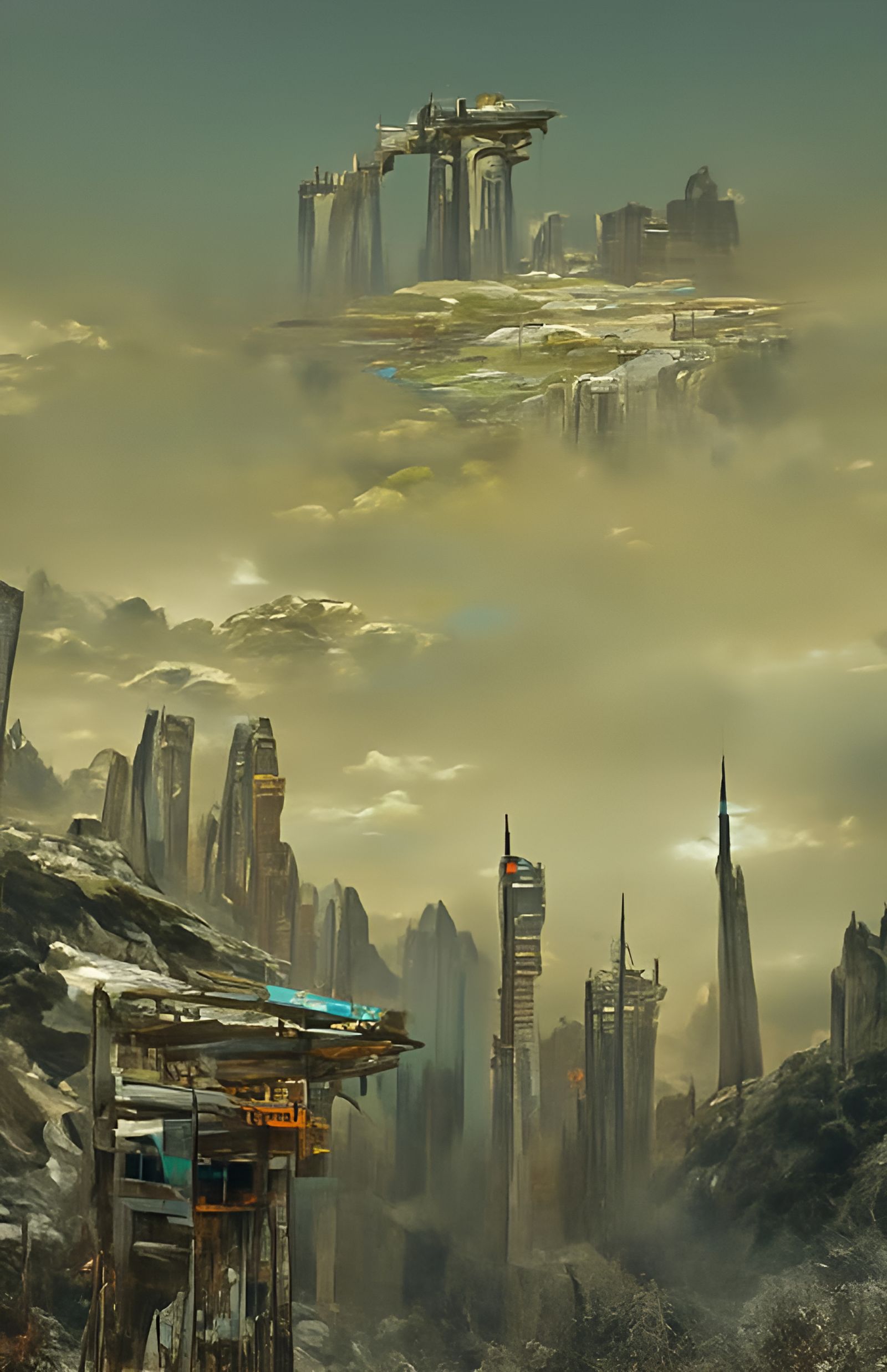 Cyberpunk Ruins in Space: Digital Matte Painting