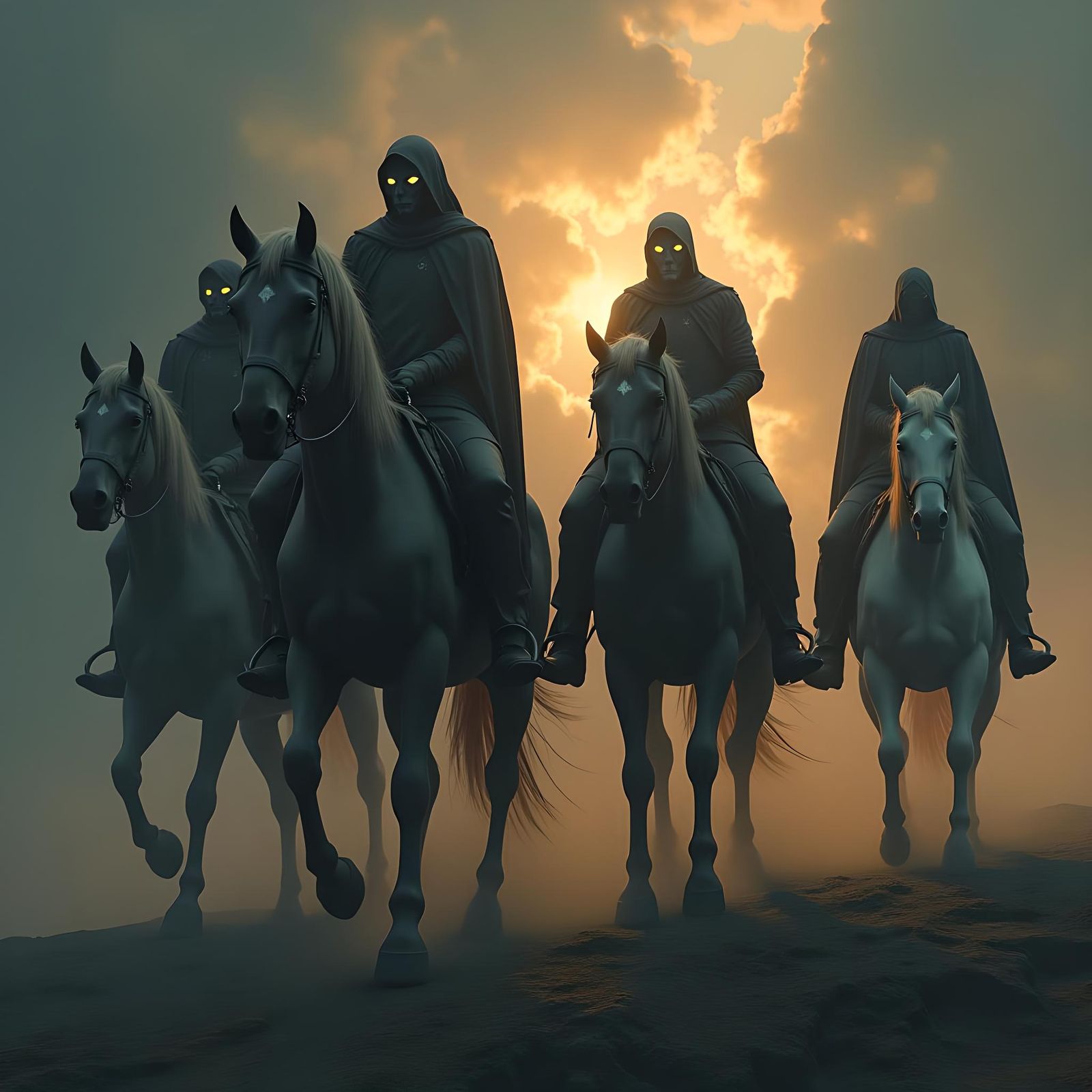 The Four Horsemen Ride in a Detailed Matte Painting