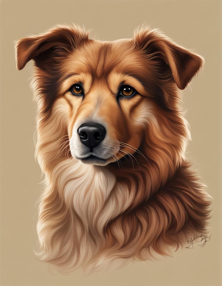 Realistic Image of a Fluffy Brown Cuddle Dog