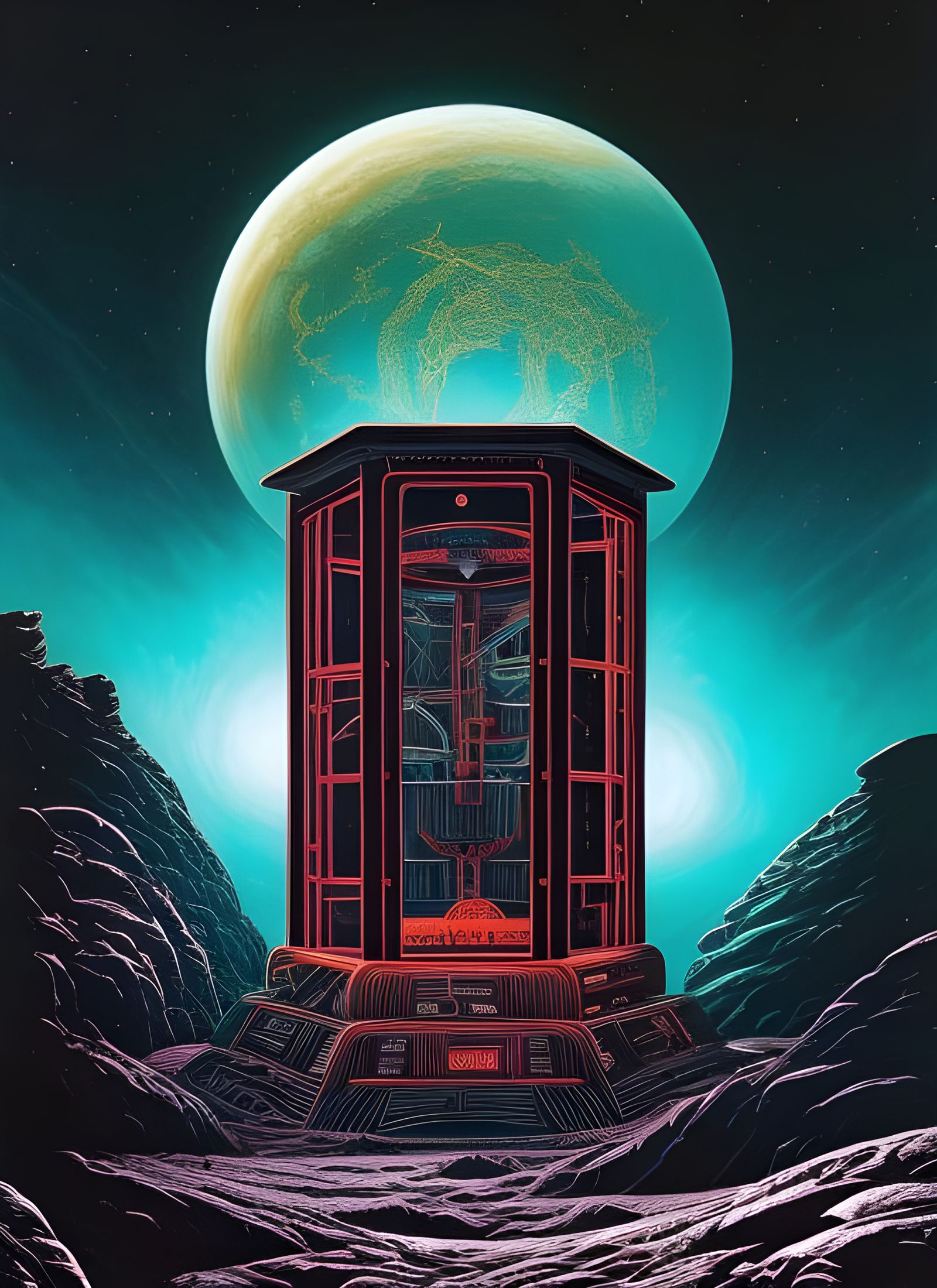 Prehistoric Time Machine: Detailed Digital Illustration