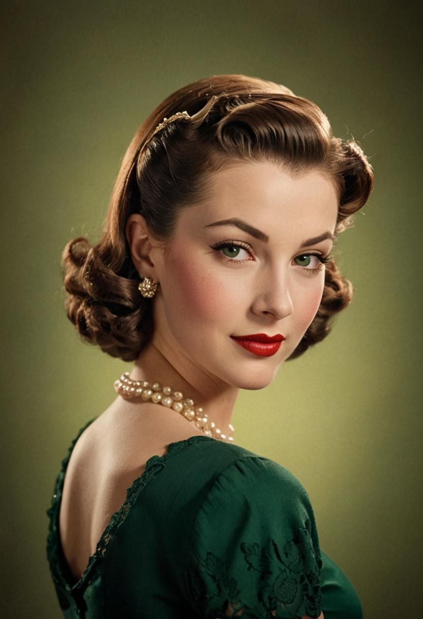 Vintage Hollywood Glamour Portrait in 1940s Style