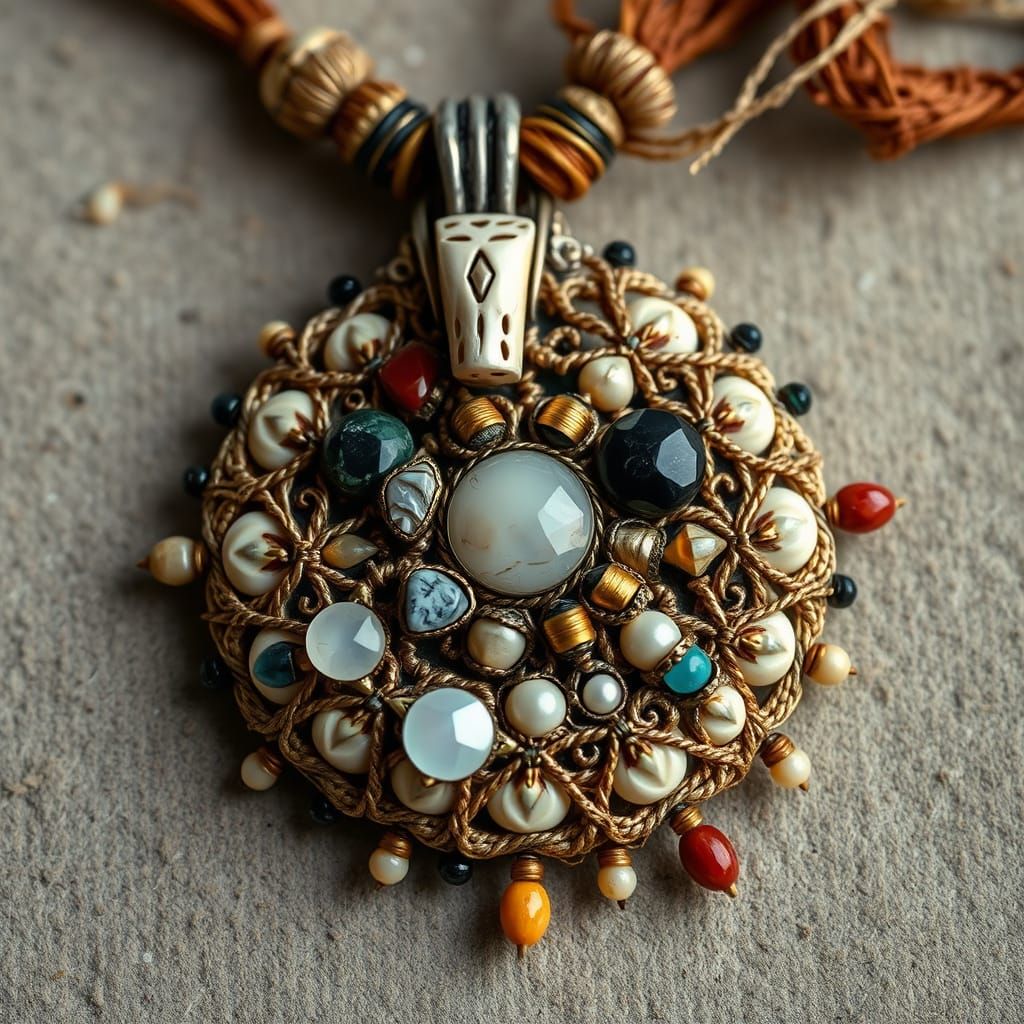 Intricate Shamanic Pendant Macro Photograph