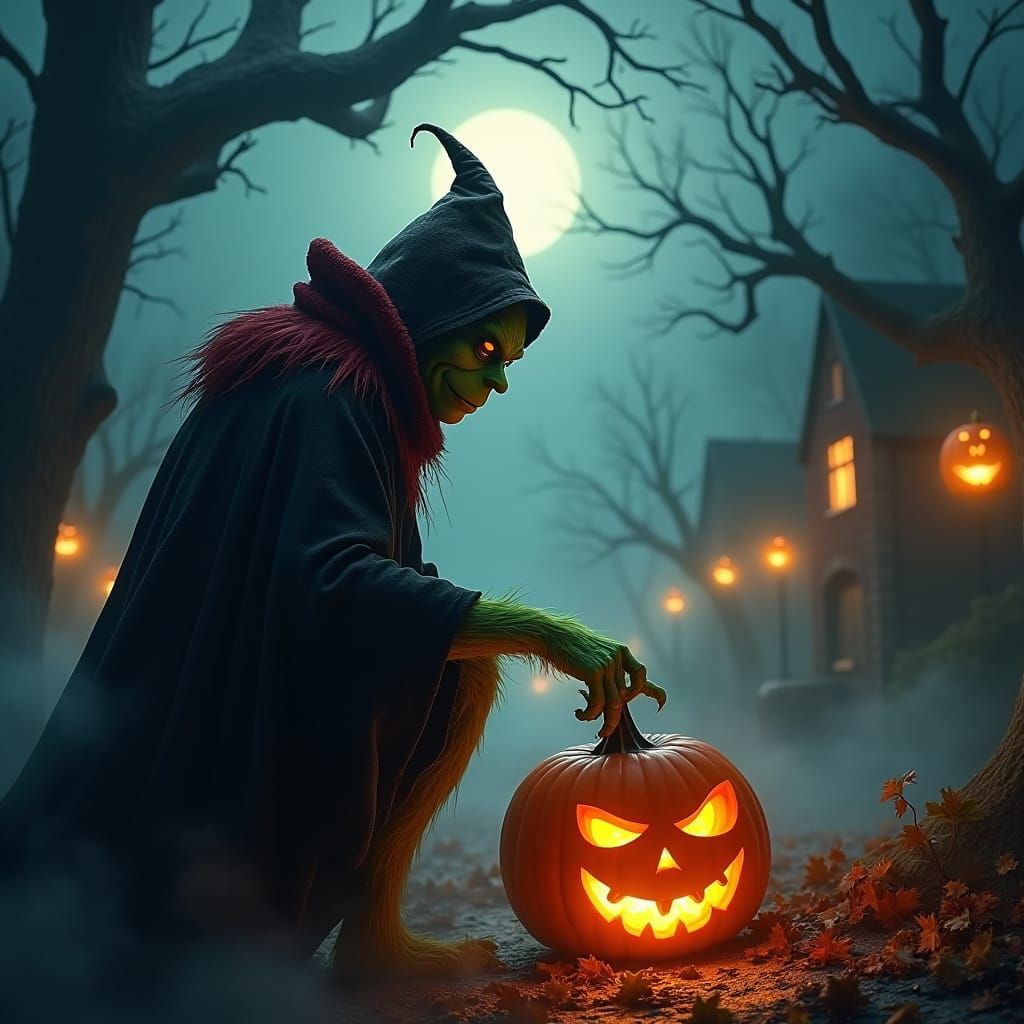 Grinch's Halloween Heist in a Cinematic Style