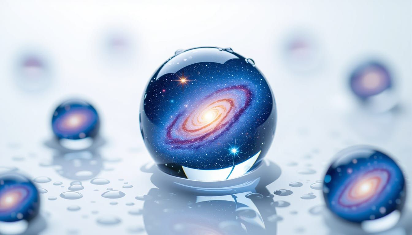 Galaxy Raindrops on White Background