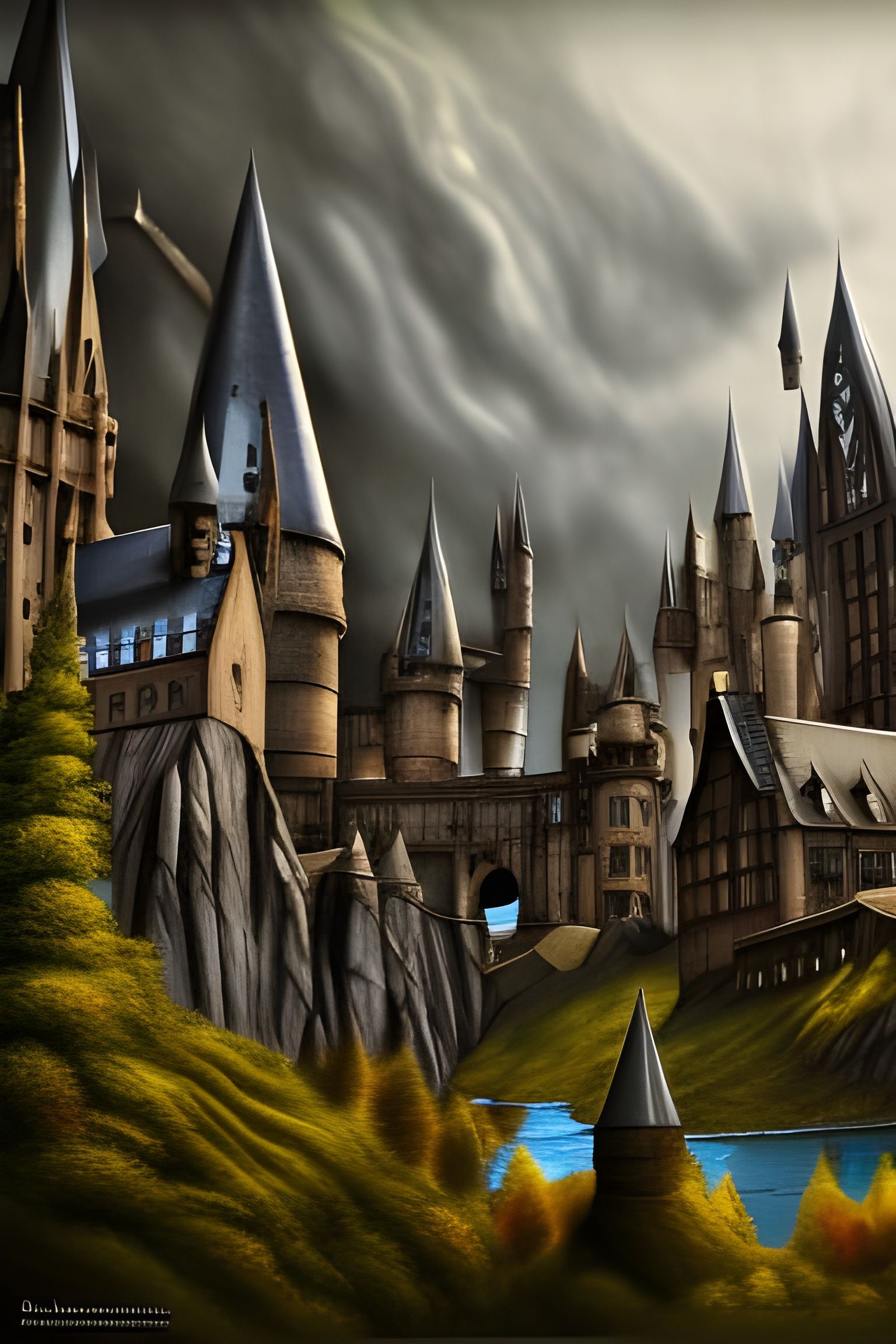 Escher-esque Hogwarts: Detailed Matte Painting