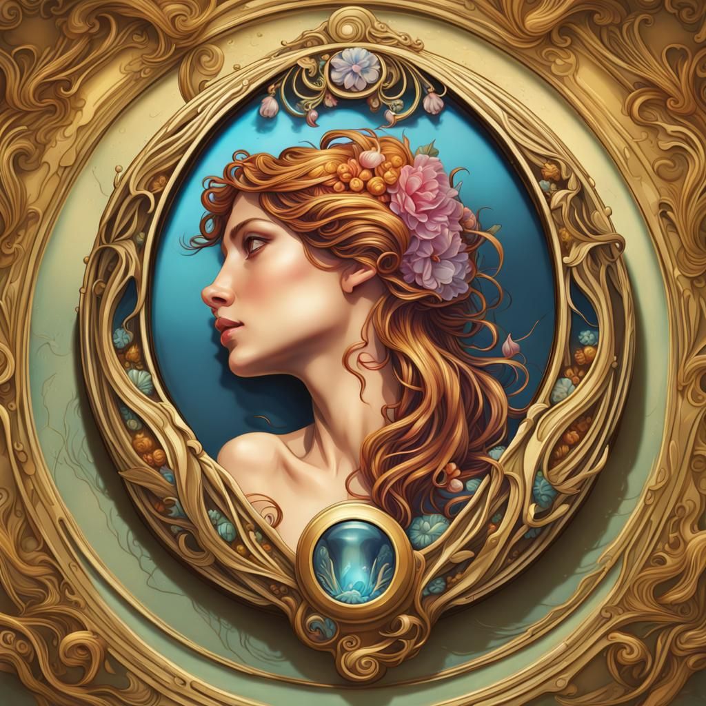 Art Nouveau Open Locket in Hyperrealistic Style