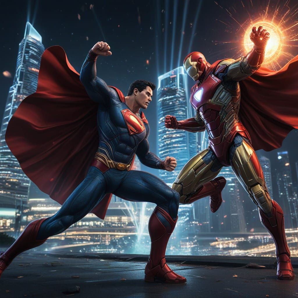 Superman and Iron Man Fight at Marina Bay Sands