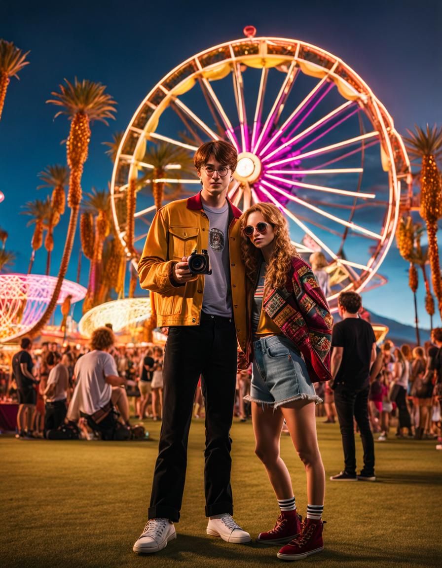 Harry Potter at Coachella with Hermione