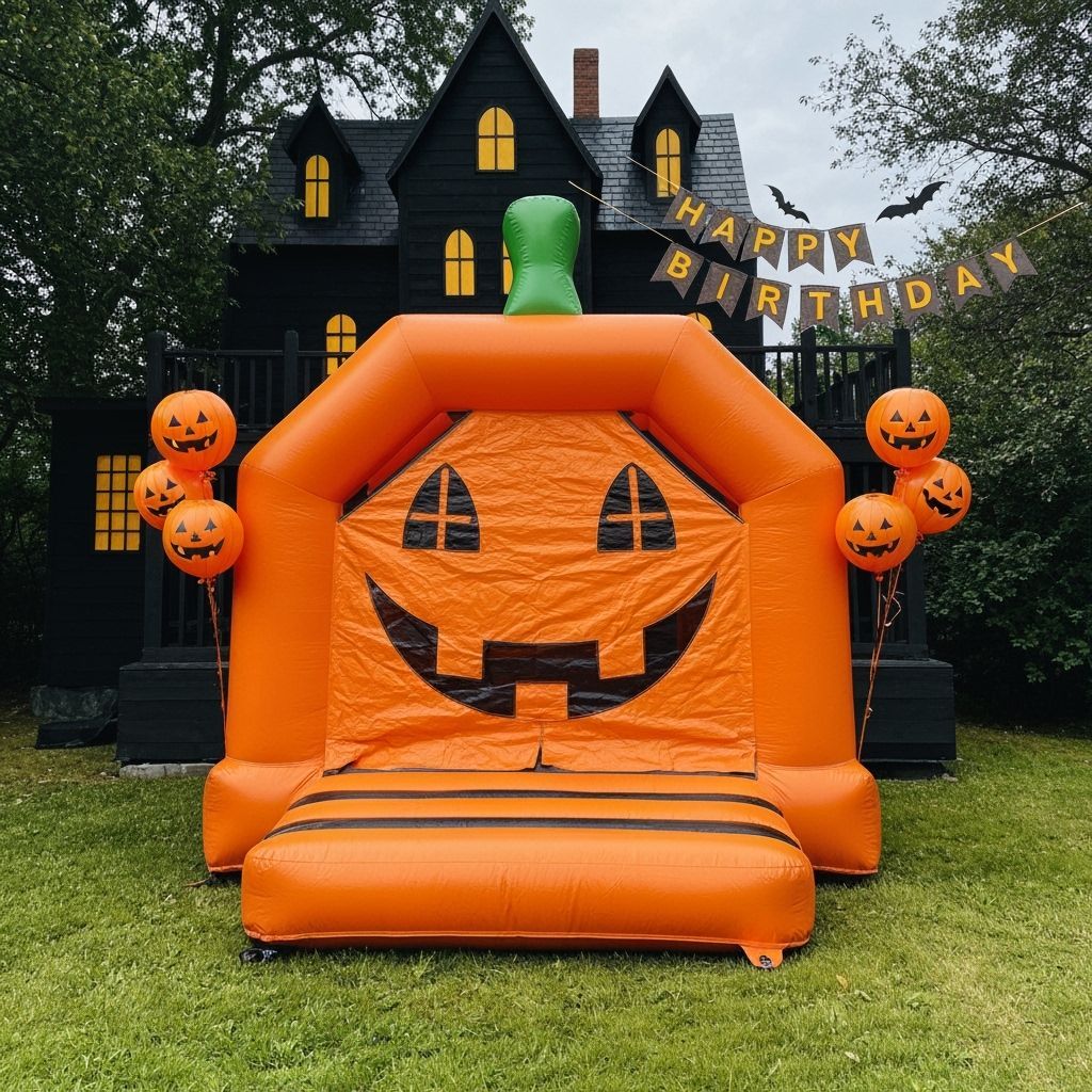 Jack O Lantern Bounce House Outside Haunted House