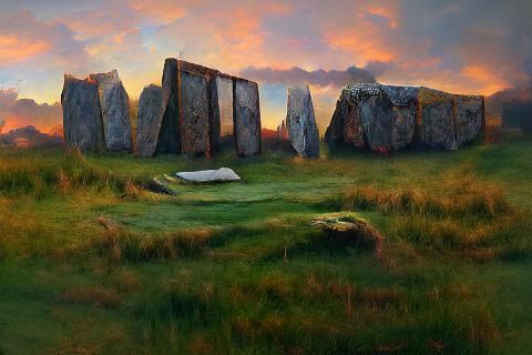 Megalithic monument in Scotland formed by several rectangula...