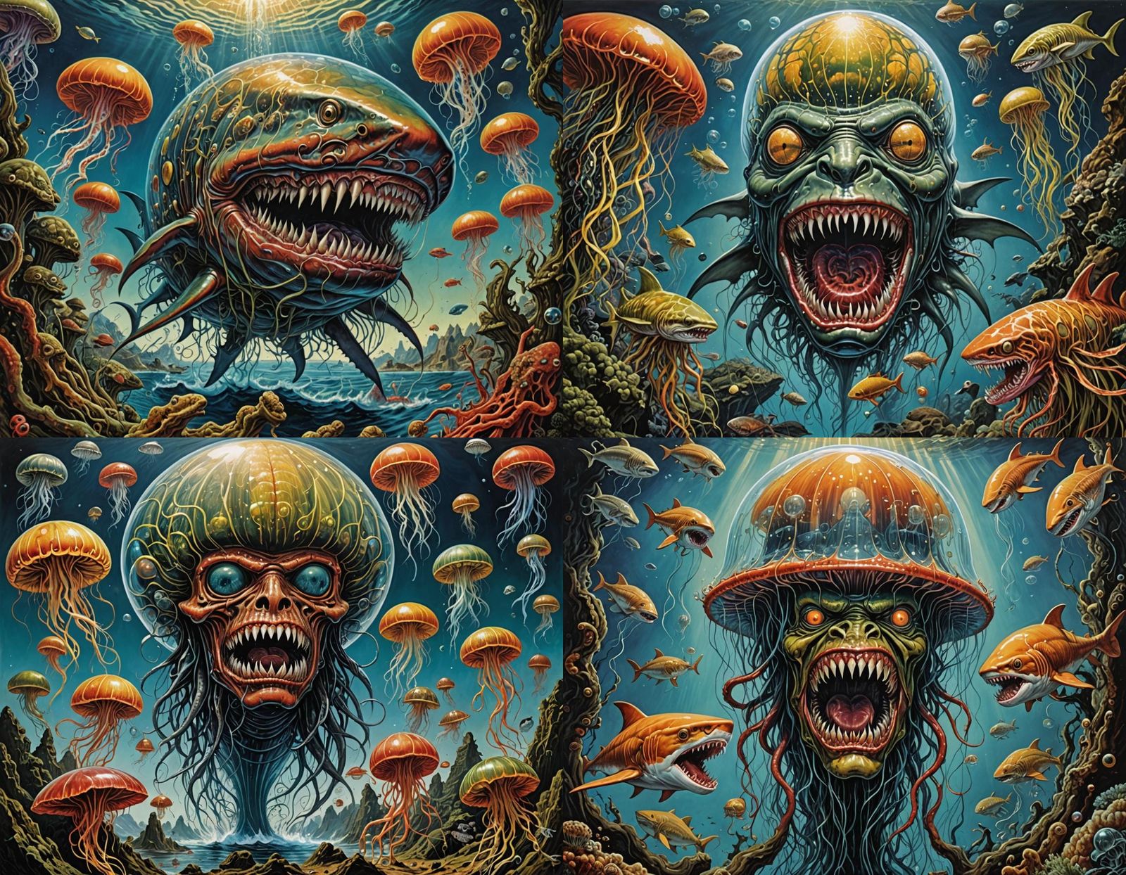 Surreal Hybrid Shark Jellyfish Mutant