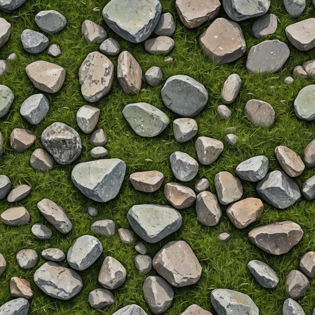 Serenity Meets Nature in a Landscape of Rocks and Green Gras...