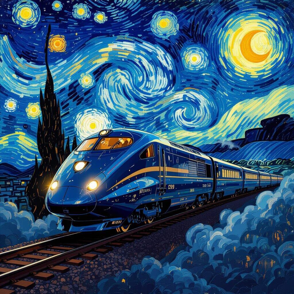 Galaxy Express 999 in Starry Night Sky