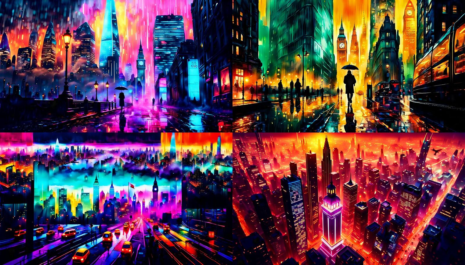 Merged London and New York Cityscape