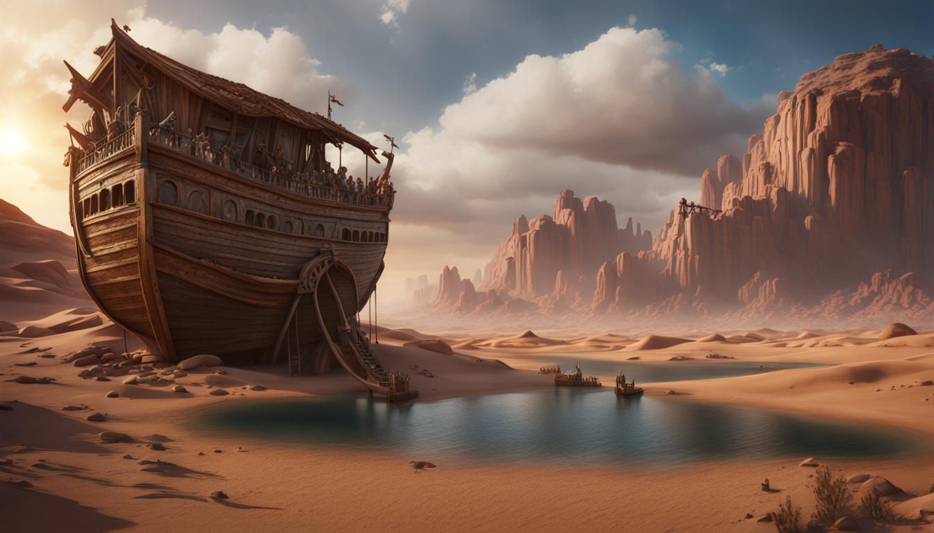 Noah's Ark in the Desert: Detailed Matte Painting