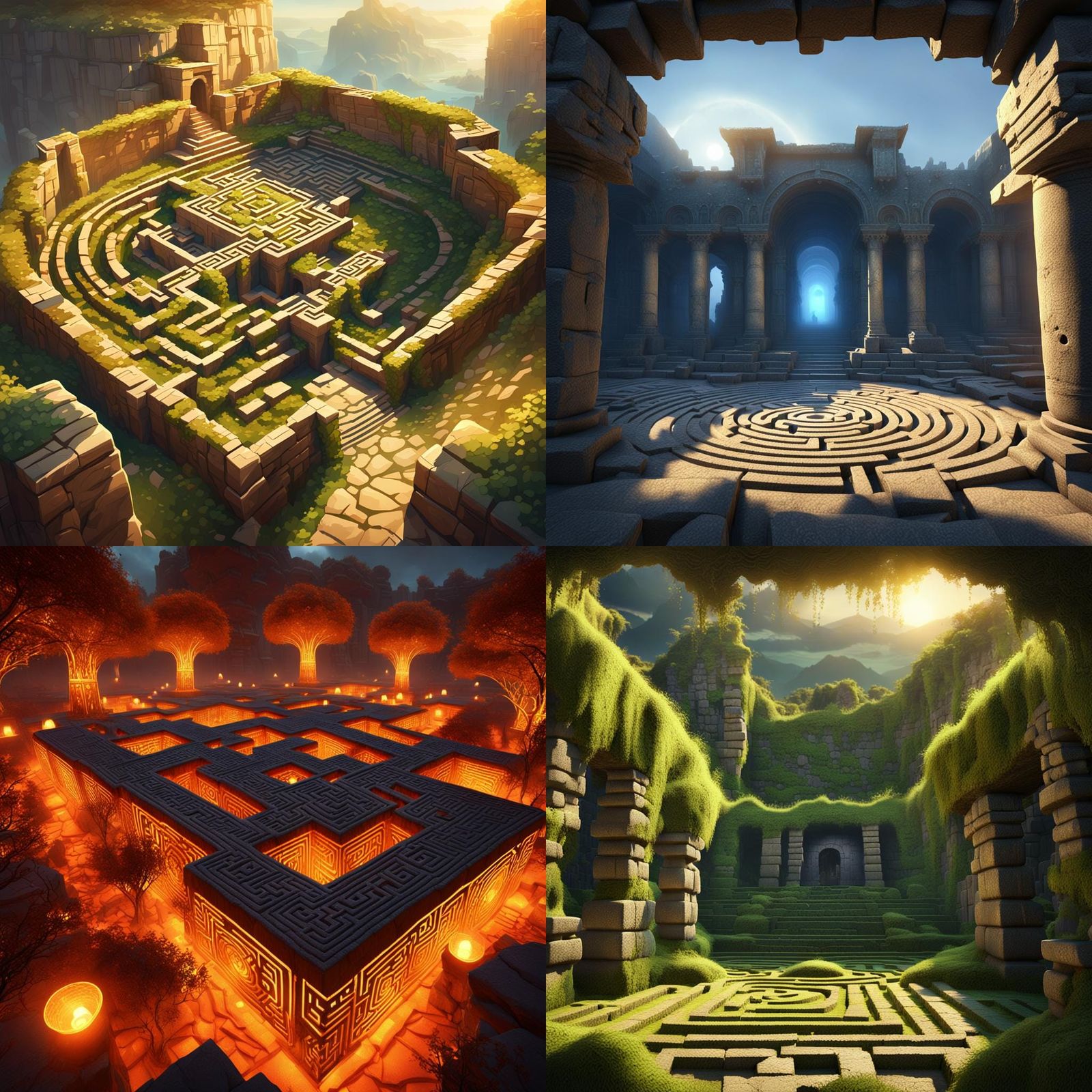 Epic 3D Game Cinematic of a Square Labyrinth