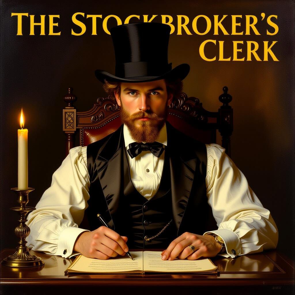 Victorian Clerk at Desk by Candlelight, Pre-Raphaelite Style