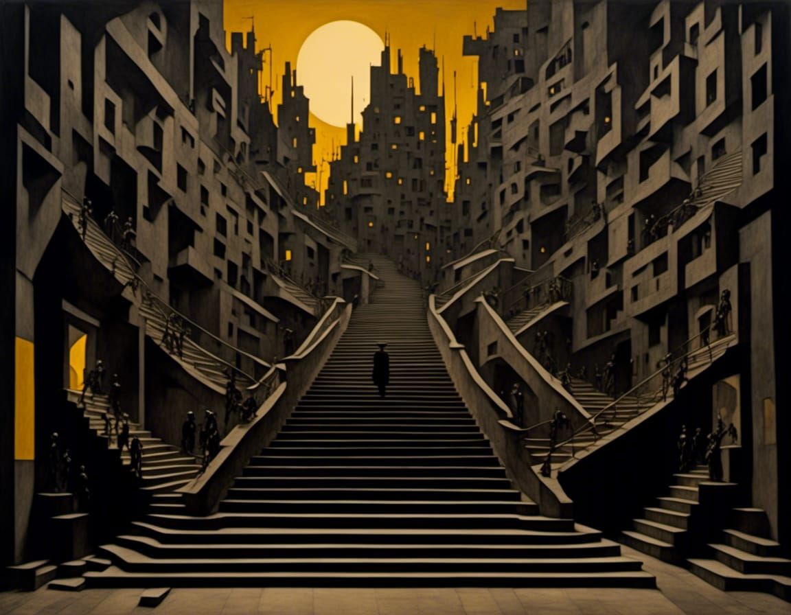 Dystopian Robot City: Stairway to Nowhere in Hellscape