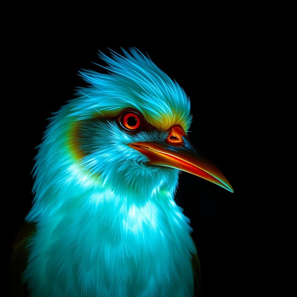Majestic Glowing Bird Under Nighttime Skies
