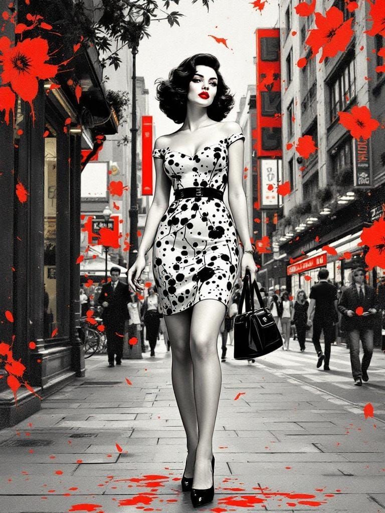 Italian Pin-Up in Takashi Murakami and Aubrey Beardsley Styl...