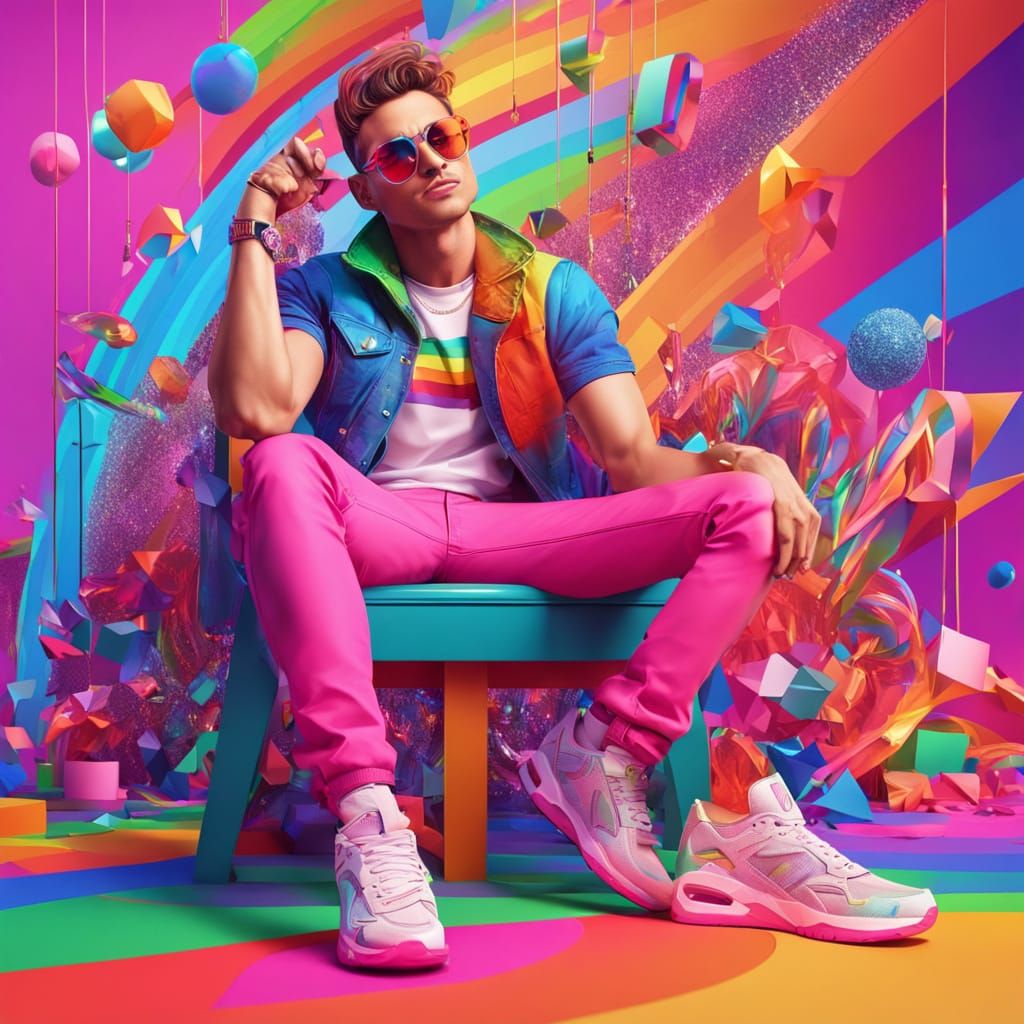 Vibrant Pride Portrait with Rainbow Details