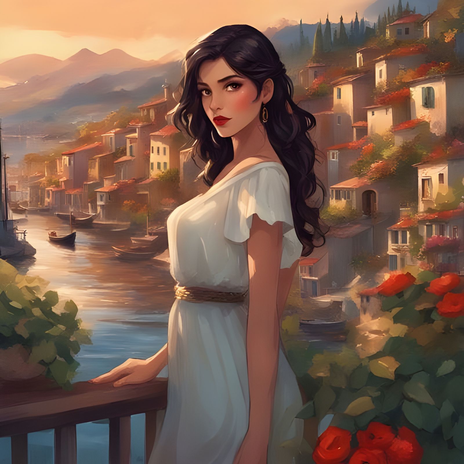 Stunning Italian Girl in Picturesque Coastal Town