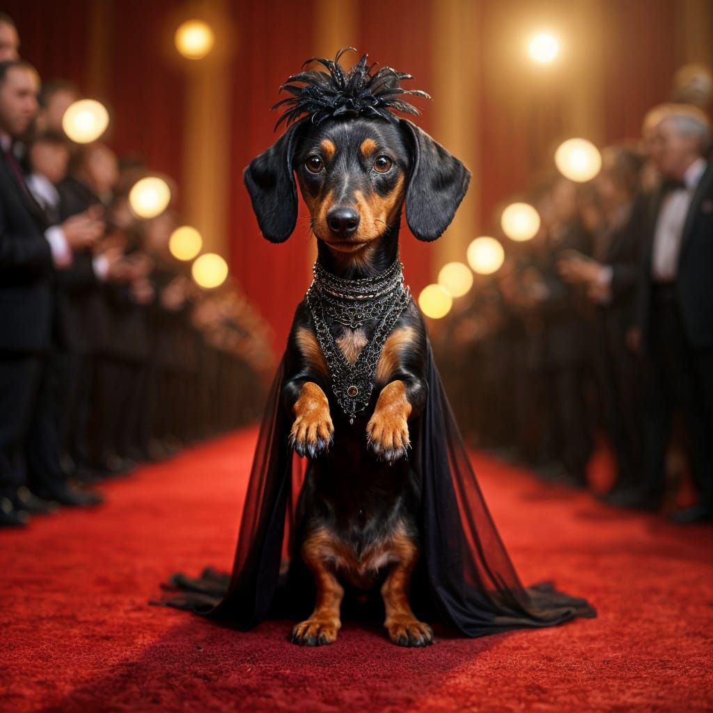 Regal Dachshund in Cher's 1986 Oscar Gown