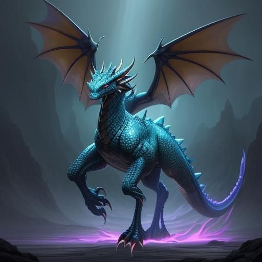 Majestic Dragon Fusion Art in Iridescent Digital Style