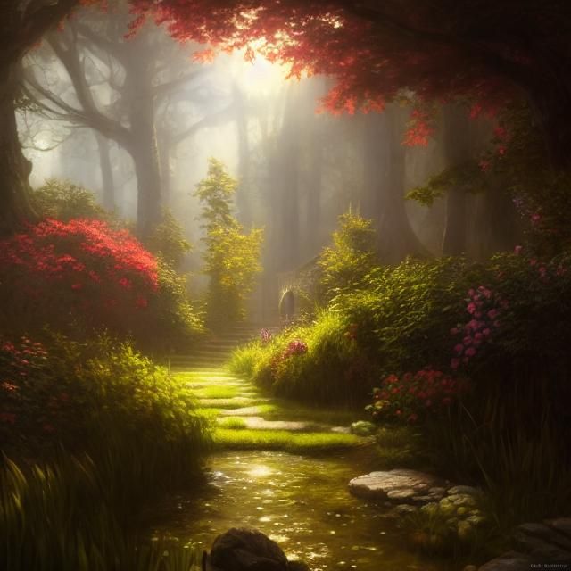 Detailed English Garden in Hyperrealistic Style
