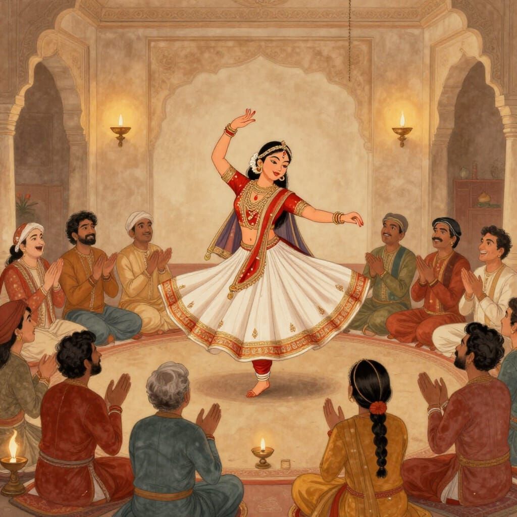 Kathak Dancer Performance in Traditional Indian Art Style