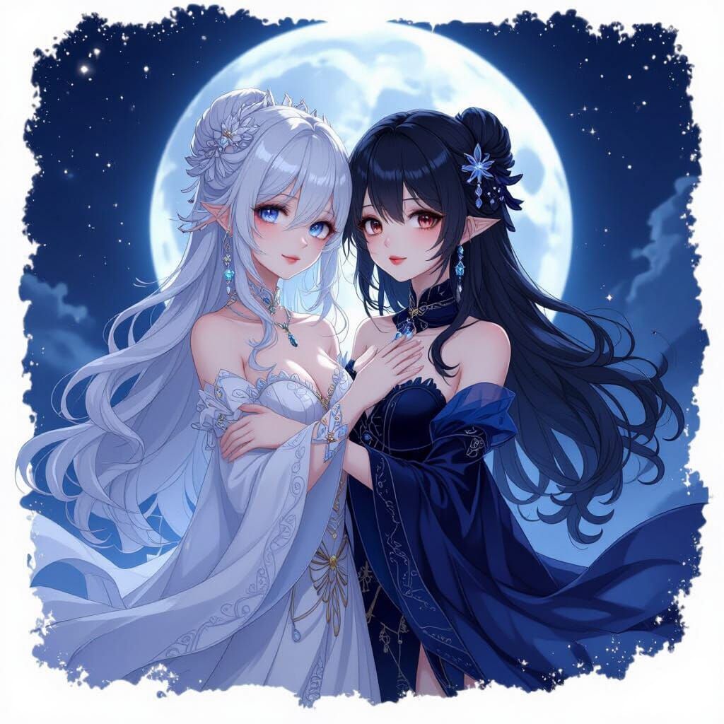 Moon Empress and Night Leaning Moon Hugging