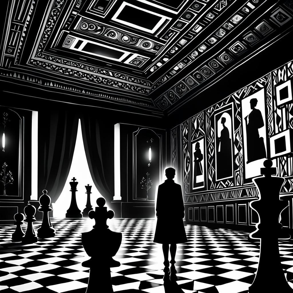 German Expressionist Figure in a Velvet Room